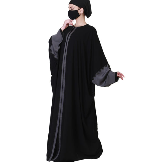 Dual Color Kaftan Abaya With Lacework And Matching Hijab.