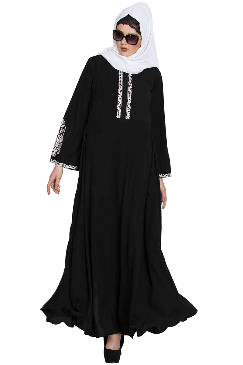 Embridered Abaya With Umbrella Flare