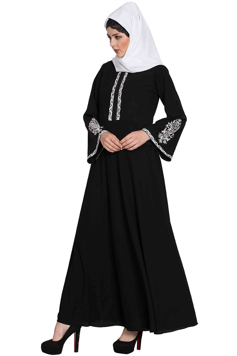 Embridered Abaya With Umbrella Flare
