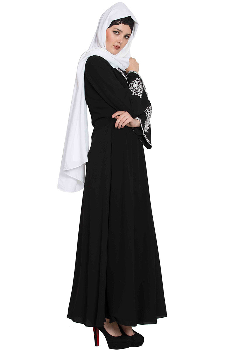 Embridered Abaya With Umbrella Flare
