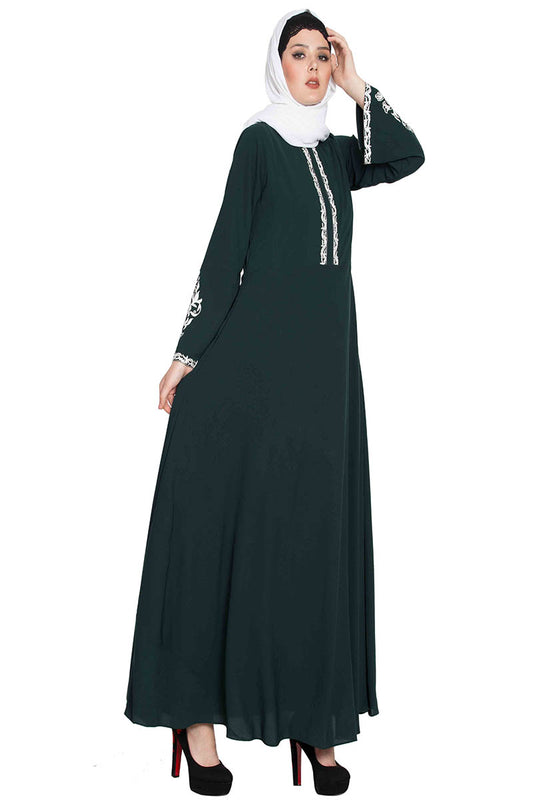 Embridered Abaya With Umbrella Flare