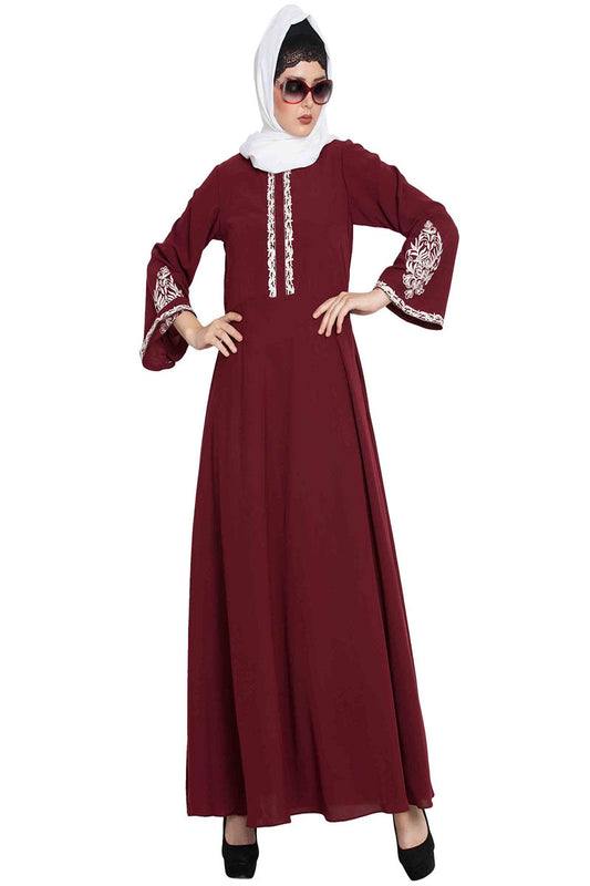Embridered Abaya With Umbrella Flare