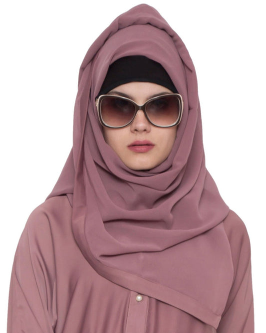 Hijab with Border in Matching Color-Fine Georgette-Puce Pink