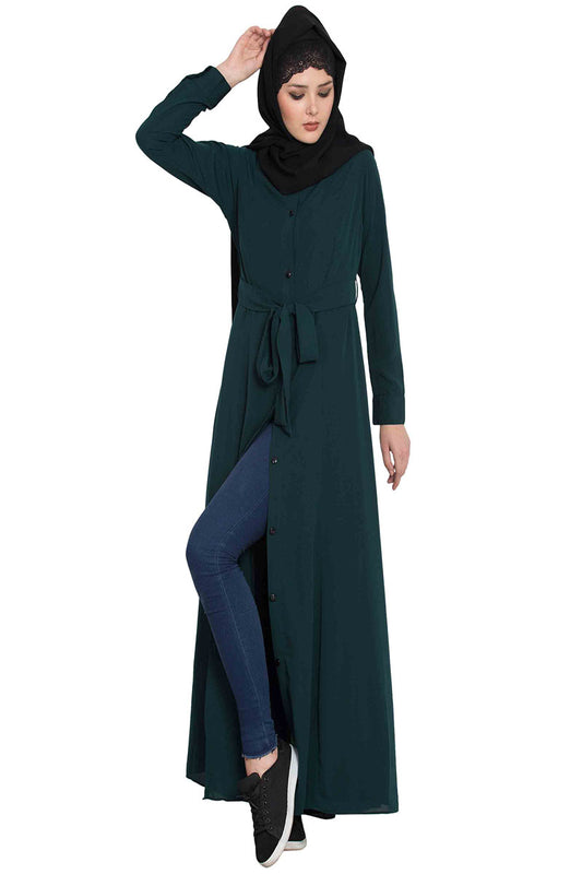 Front Open Basic Abaya With Belt