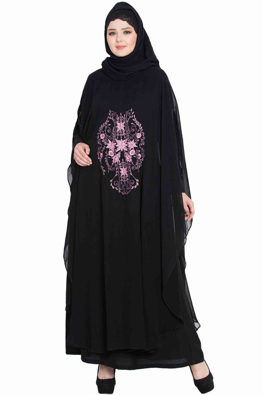 Two Pieces Set-Embroidered Cape with Inner -Not An Abaya