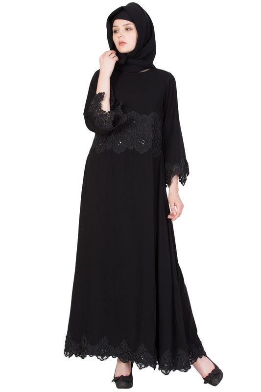 Designer Abaya With Heavy Lacework