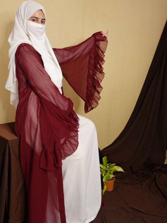 3 Pcs Set Of Modest Dress- Abaya With Shrug & Hijab