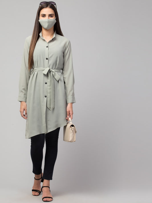 Front Open Tunic With Matching Belt.