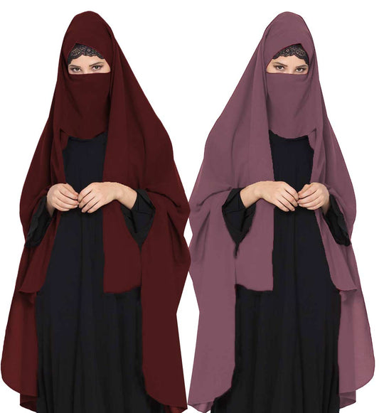 Irani ChadarTwo Pieces Combo-Rida Hijab with Detachable Nose Piece-Made in Nida Matt