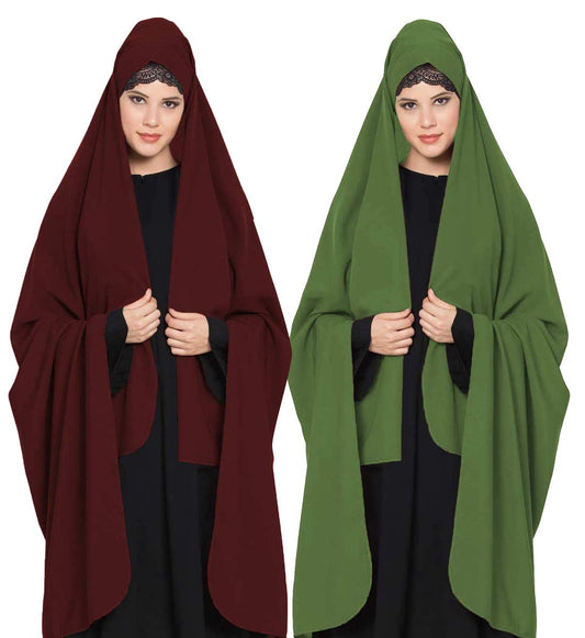 Irani ChadarTwo Pieces Combo-Rida Hijab with Detachable Nose Piece-Made in Nida Matt