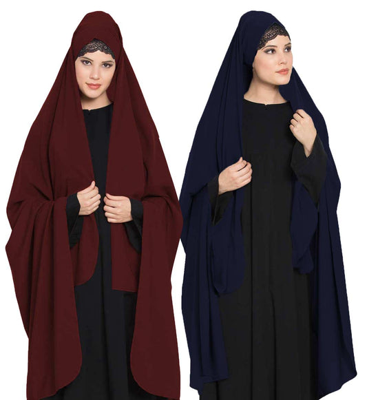 Irani ChadarTwo Pieces Combo-Rida Hijab with Detachable Nose Piece-Made in Nida Matt