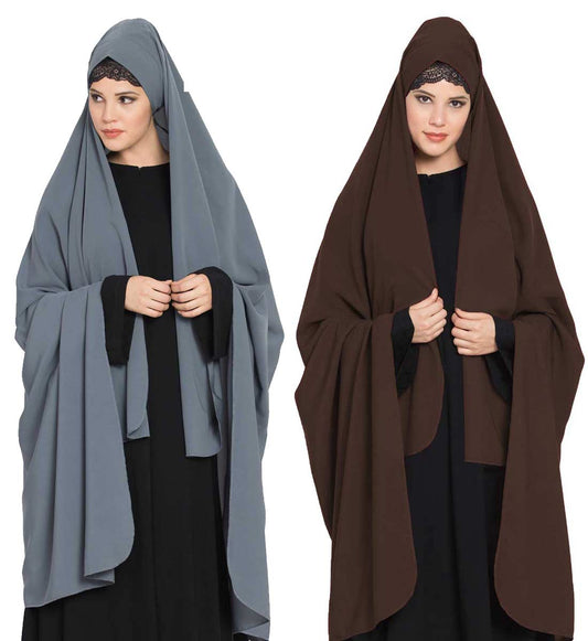 Irani ChadarTwo Pieces Combo-Rida Hijab with Detachable Nose Piece-Made in Nida Matt