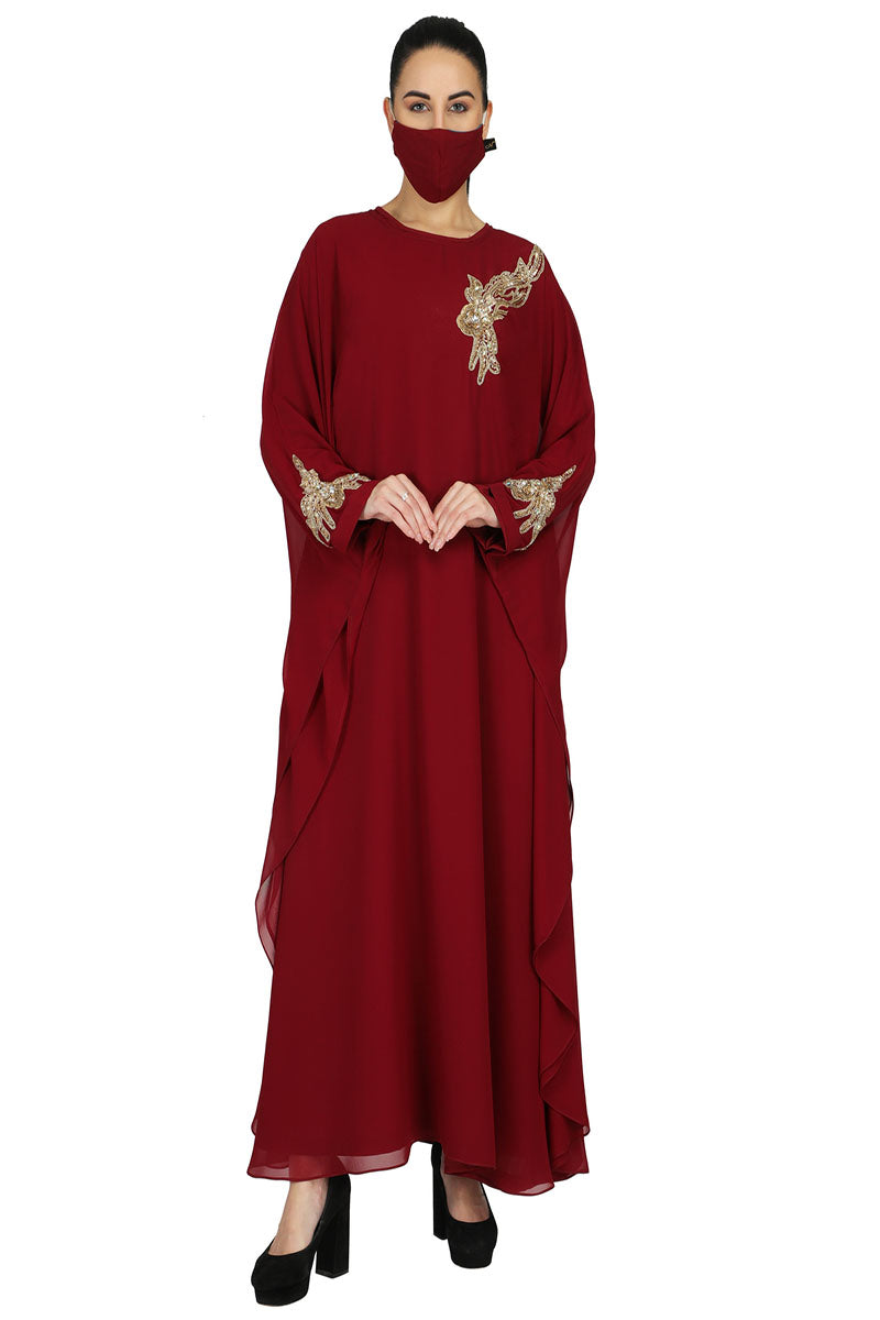Occasion Wear Modest Garment With Handwork Embellishments.