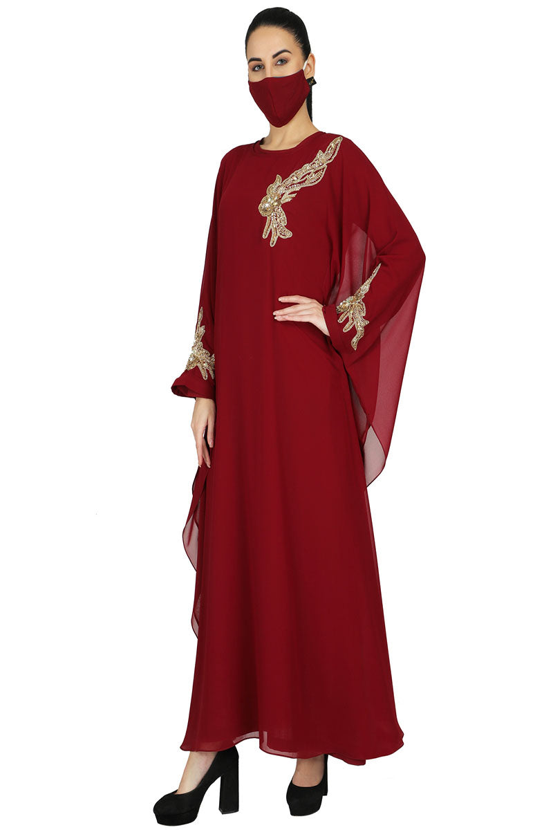 Occasion Wear Modest Garment With Handwork Embellishments.