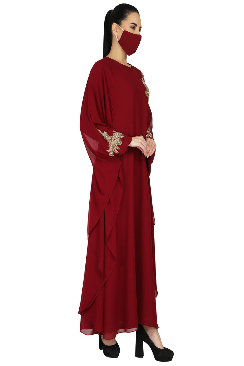 Occasion Wear Modest Garment With Handwork Embellishments.