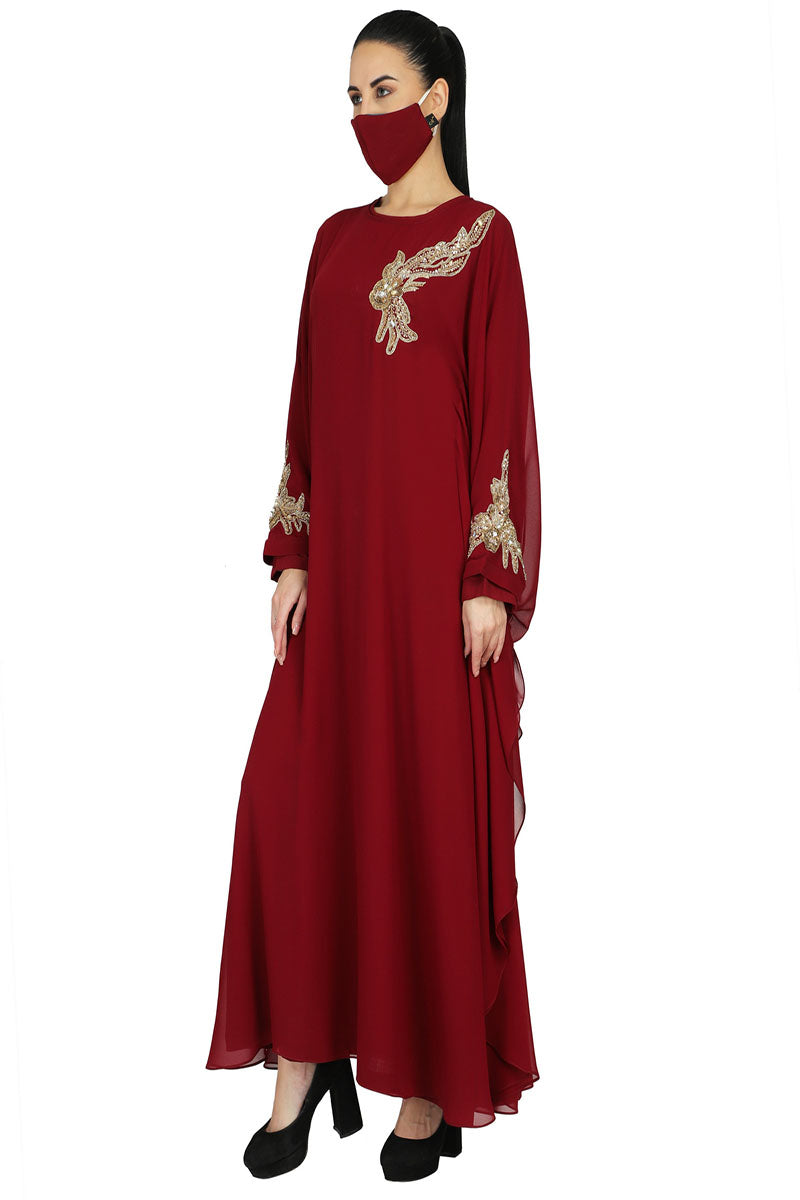 Occasion Wear Modest Garment With Handwork Embellishments.