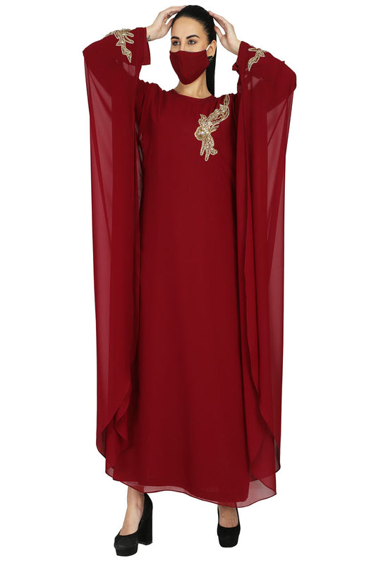 Occasion Wear Modest Garment With Handwork Embellishments.