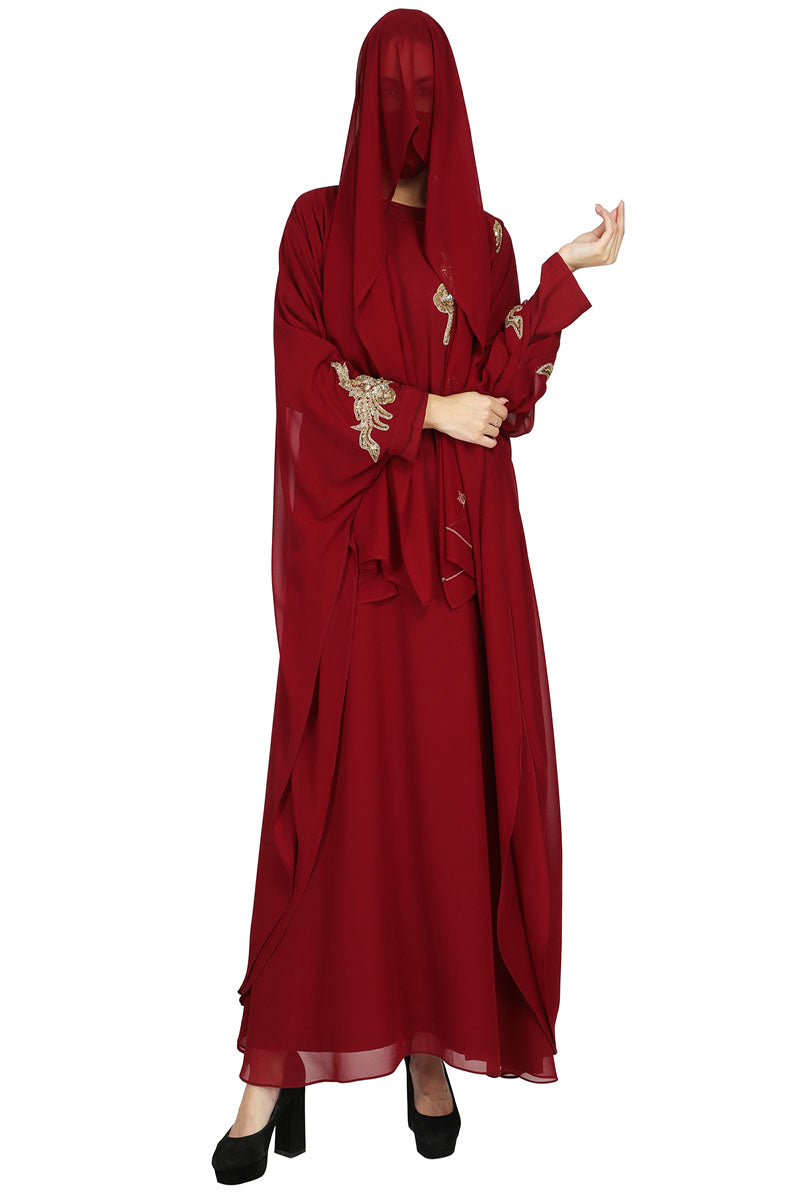 Occasion Wear Modest Garment With Handwork Embellishments.