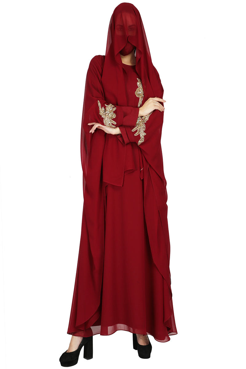 Occasion Wear Modest Garment With Handwork Embellishments.