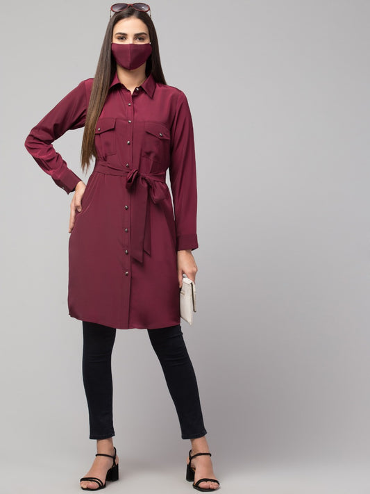 Front Open Tunic With Matching Belt.