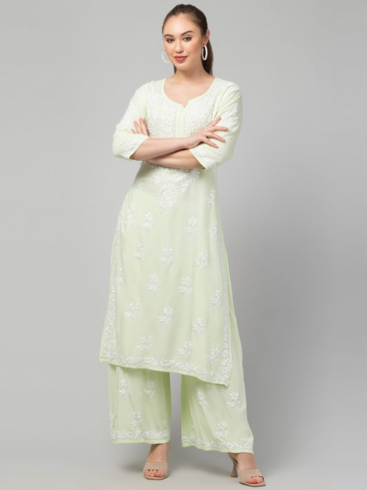 Two Pcs Suit With Hand Chikankari Work In Premium Rayon Fabric