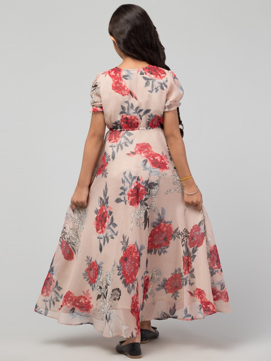 Long Dress For Girls In Printed Georgette Fabric