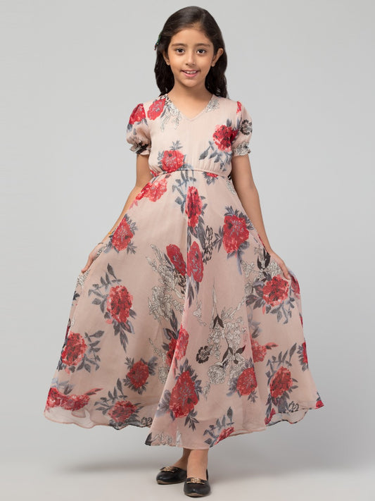 Long Dress For Girls In Printed Georgette Fabric