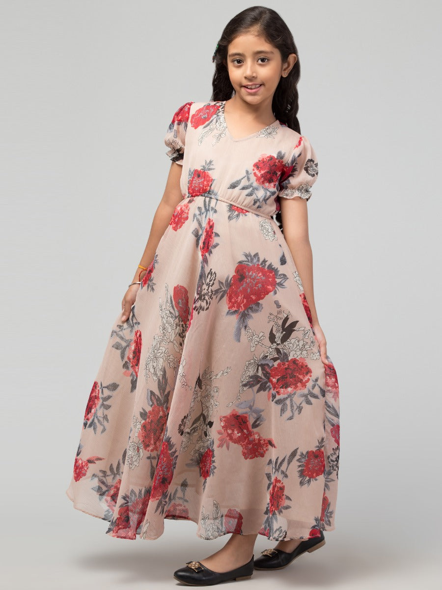 Long Dress For Girls In Printed Georgette Fabric