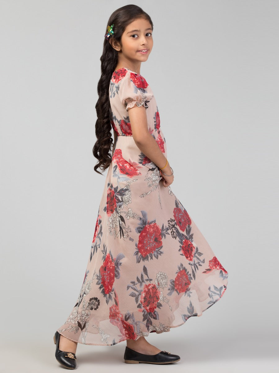 Long Dress For Girls In Printed Georgette Fabric