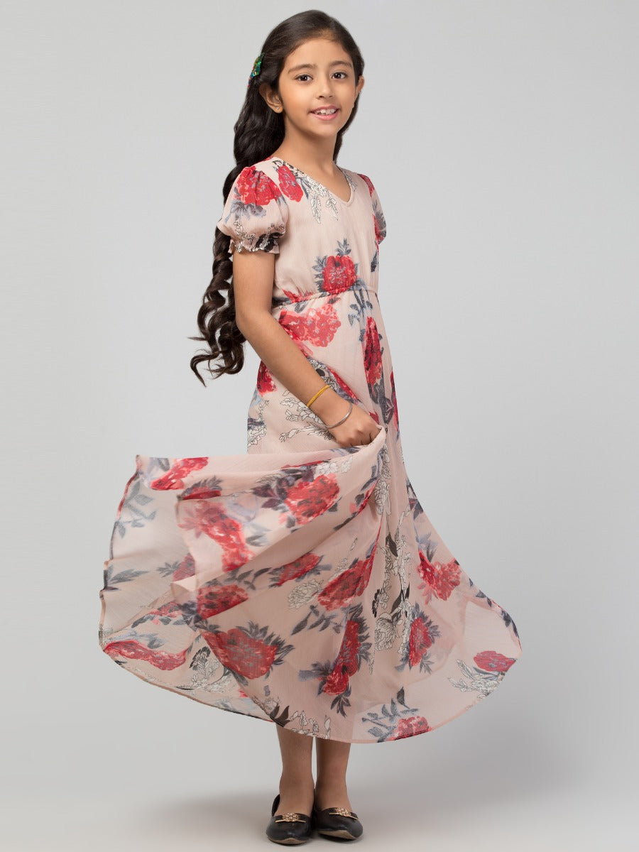 Long Dress For Girls In Printed Georgette Fabric