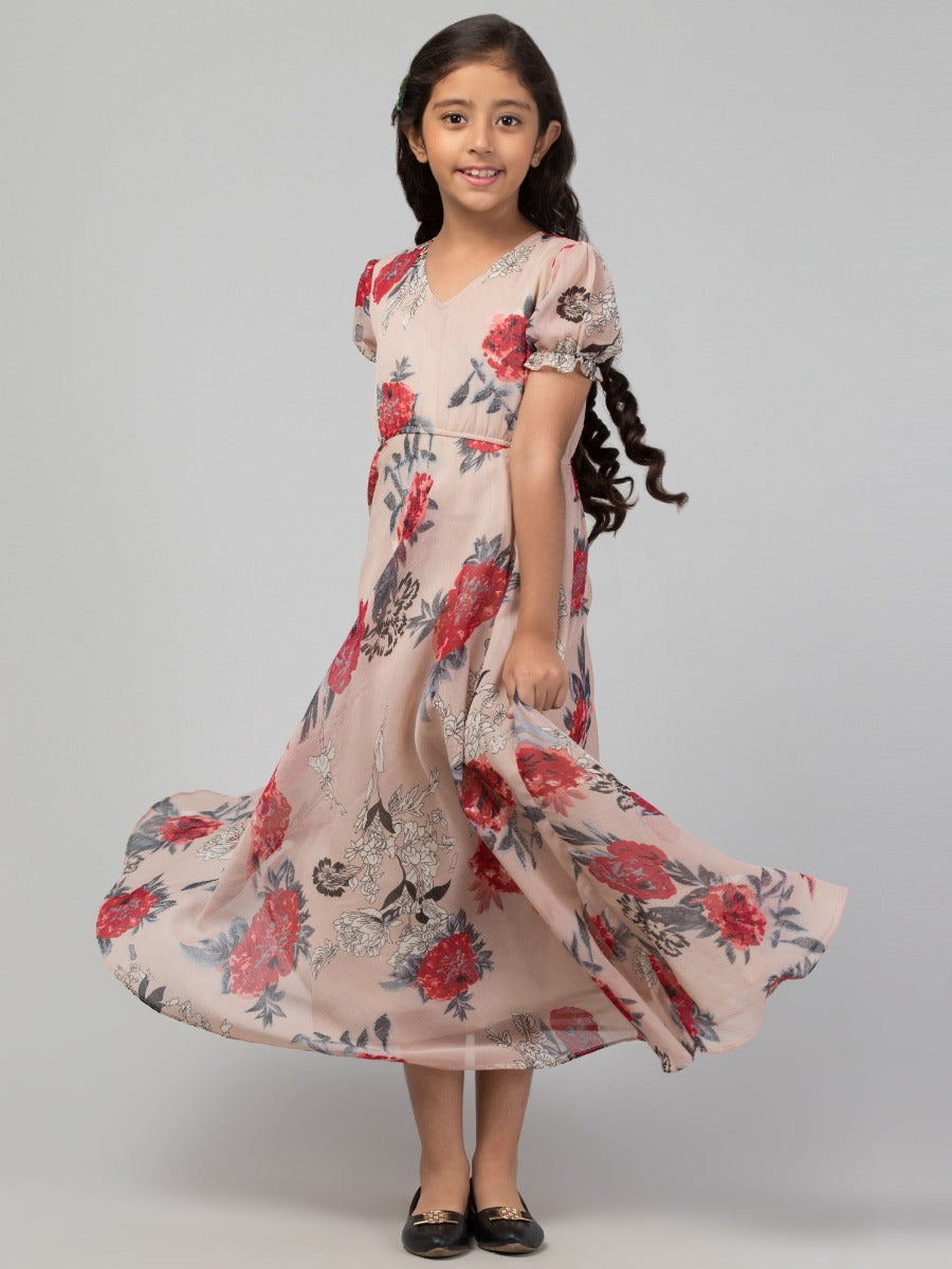 Long Dress For Girls In Printed Georgette Fabric