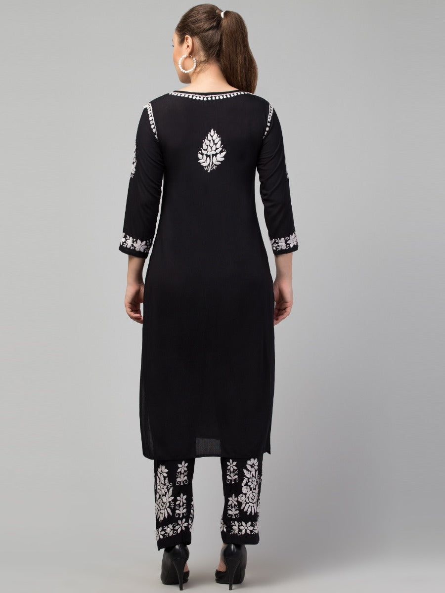 Two Pcs Suit With Hand Chikankari Work In Premium Rayon Fabric