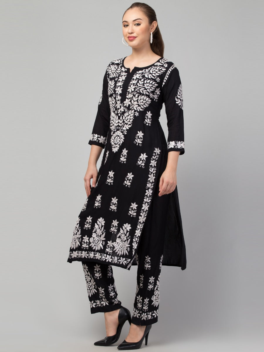 Two Pcs Suit With Hand Chikankari Work In Premium Rayon Fabric