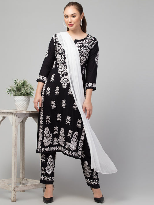 Two Pcs Suit With Hand Chikankari Work In Premium Rayon Fabric