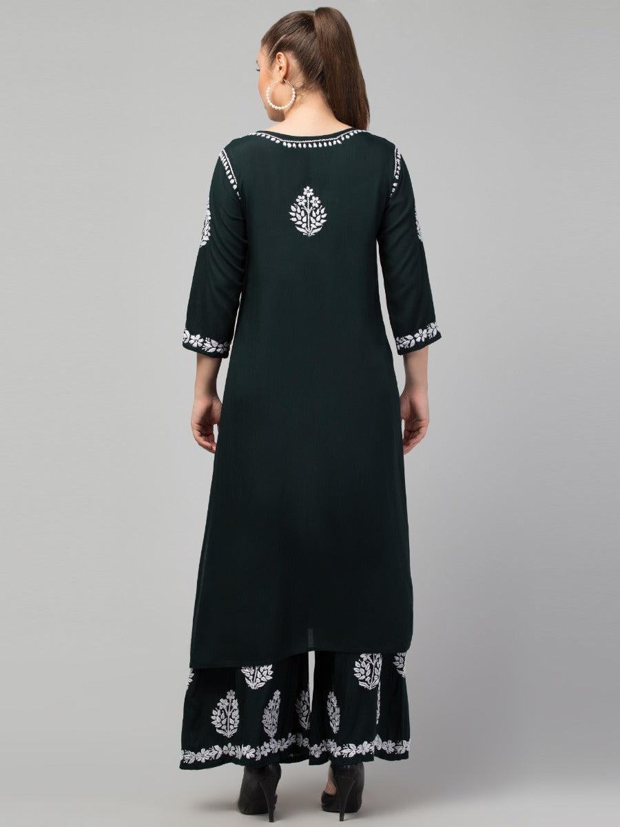 Two Pcs Suit With Hand Chikankari Work In Premium Rayon Fabric
