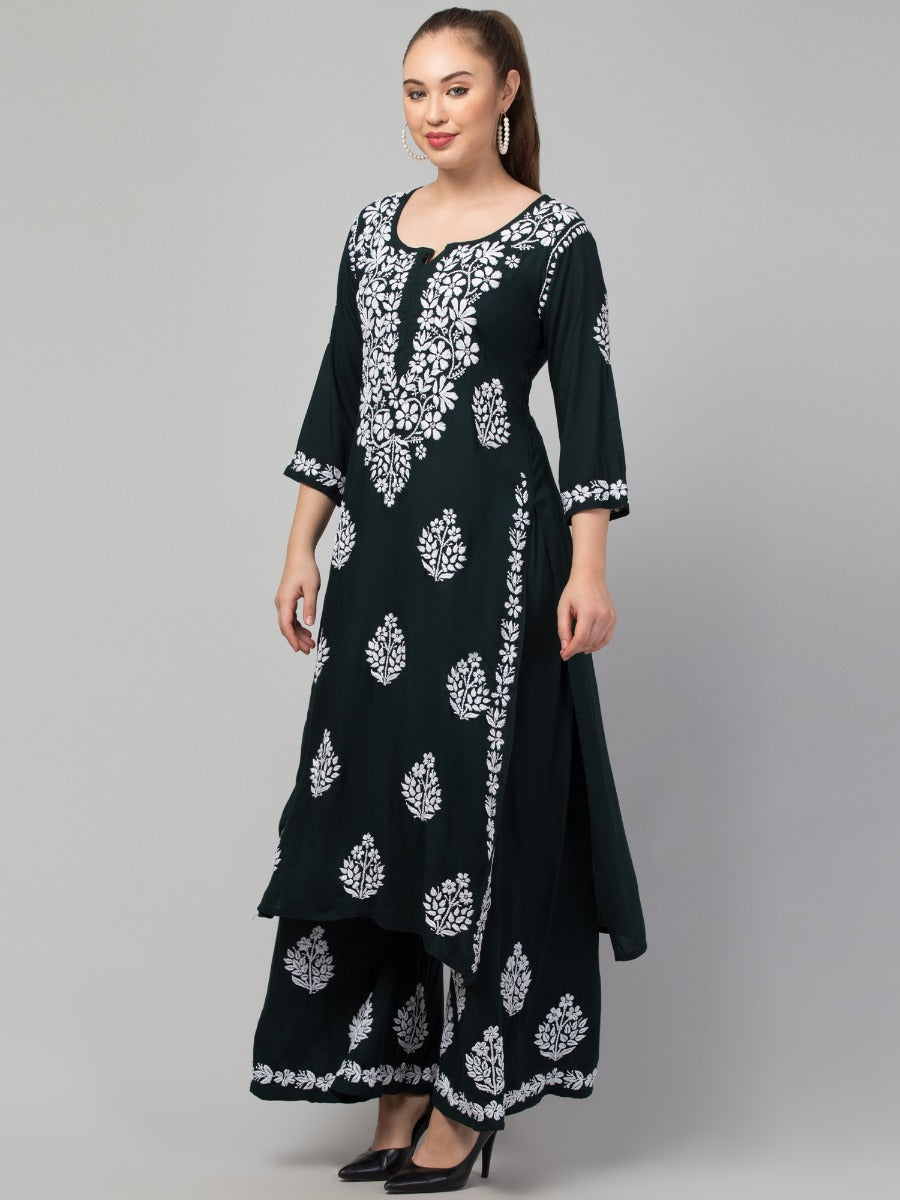 Two Pcs Suit With Hand Chikankari Work In Premium Rayon Fabric