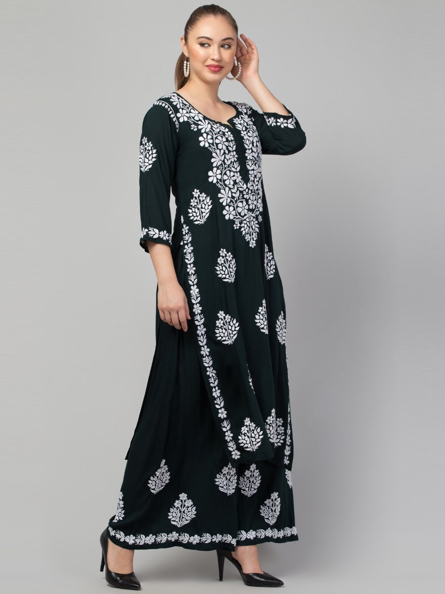 Two Pcs Suit With Hand Chikankari Work In Premium Rayon Fabric