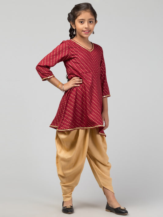 Two Pieces Set- Dhoti Shalwar And Long Top