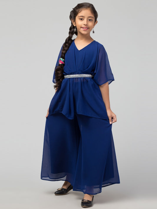 Girl's Party Wear-Two Pieces Set In Georgette Fabric With Lining.