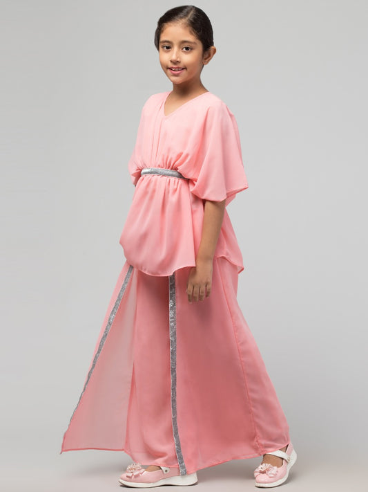 Girl's Party Wear-Two Pieces Set In Georgette Fabric With Lining.