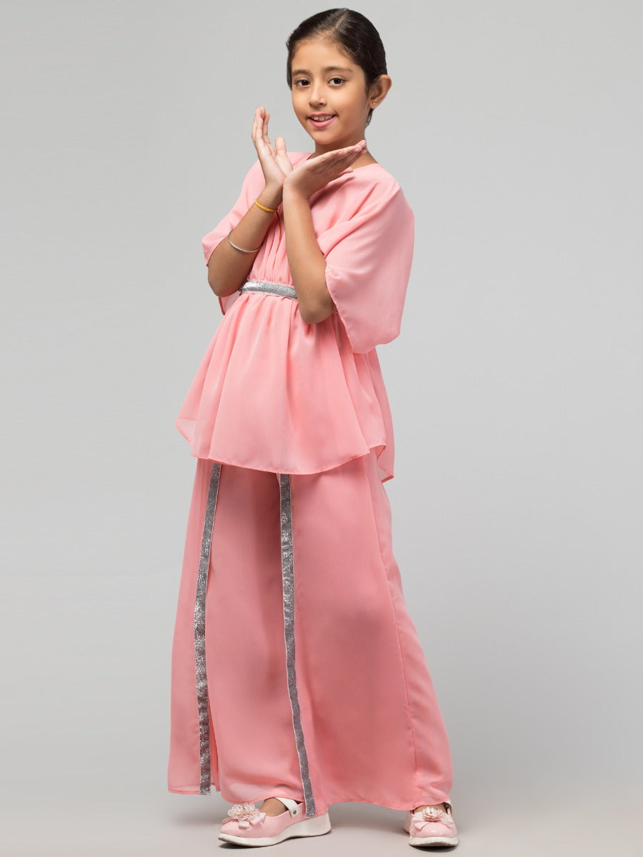 Girl's Party Wear-Two Pieces Set In Georgette Fabric With Lining.