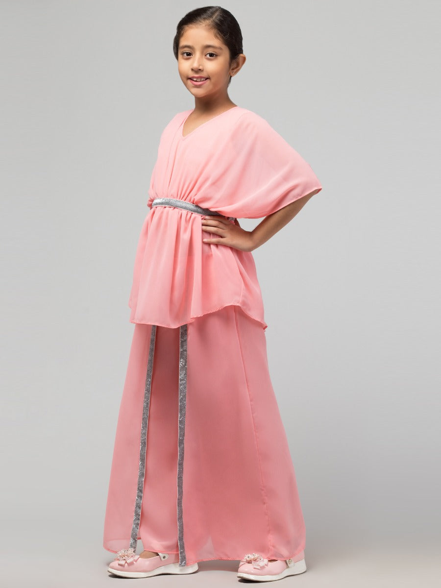 Girl's Party Wear-Two Pieces Set In Georgette Fabric With Lining.