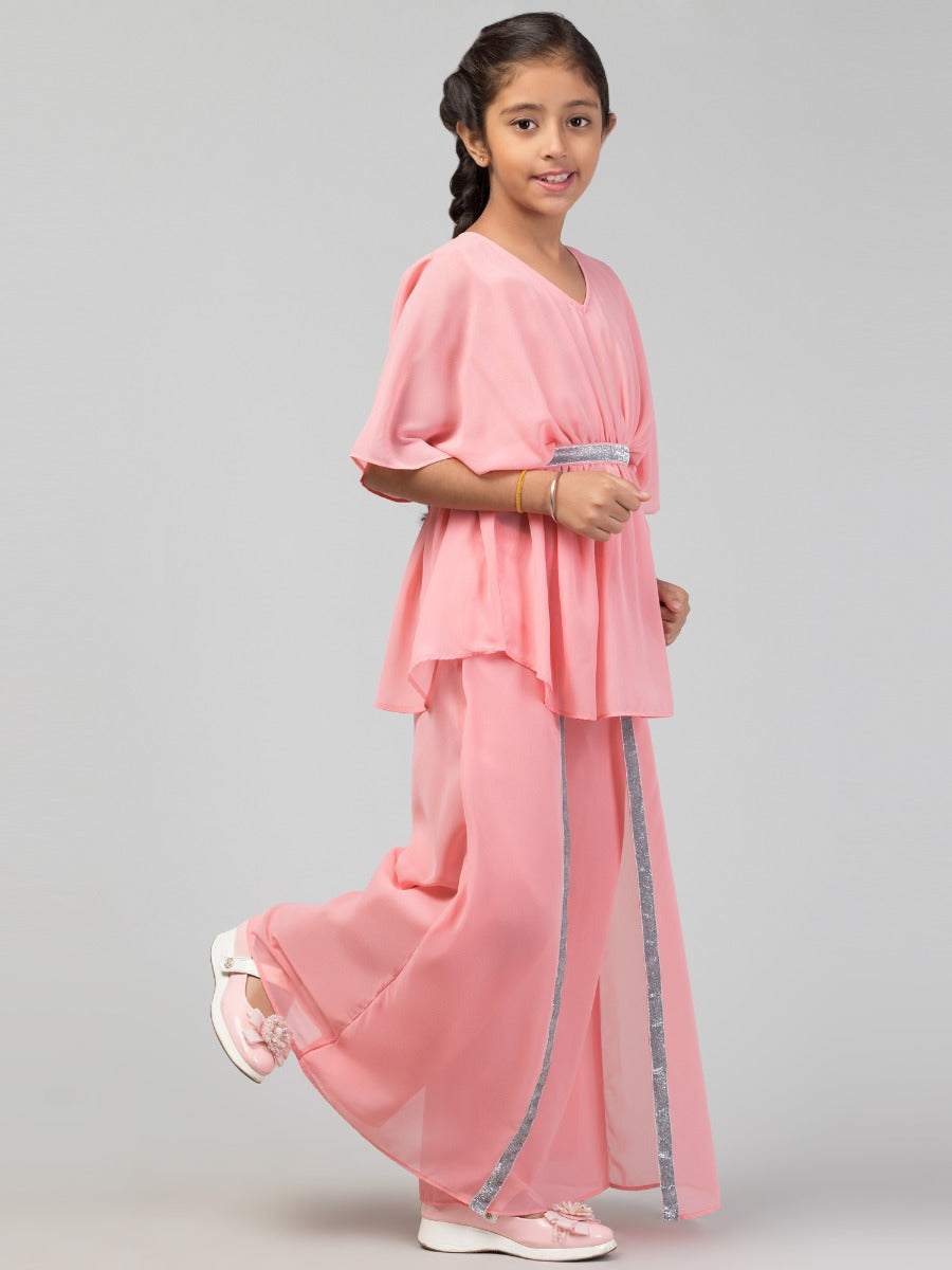Girl's Party Wear-Two Pieces Set In Georgette Fabric With Lining.
