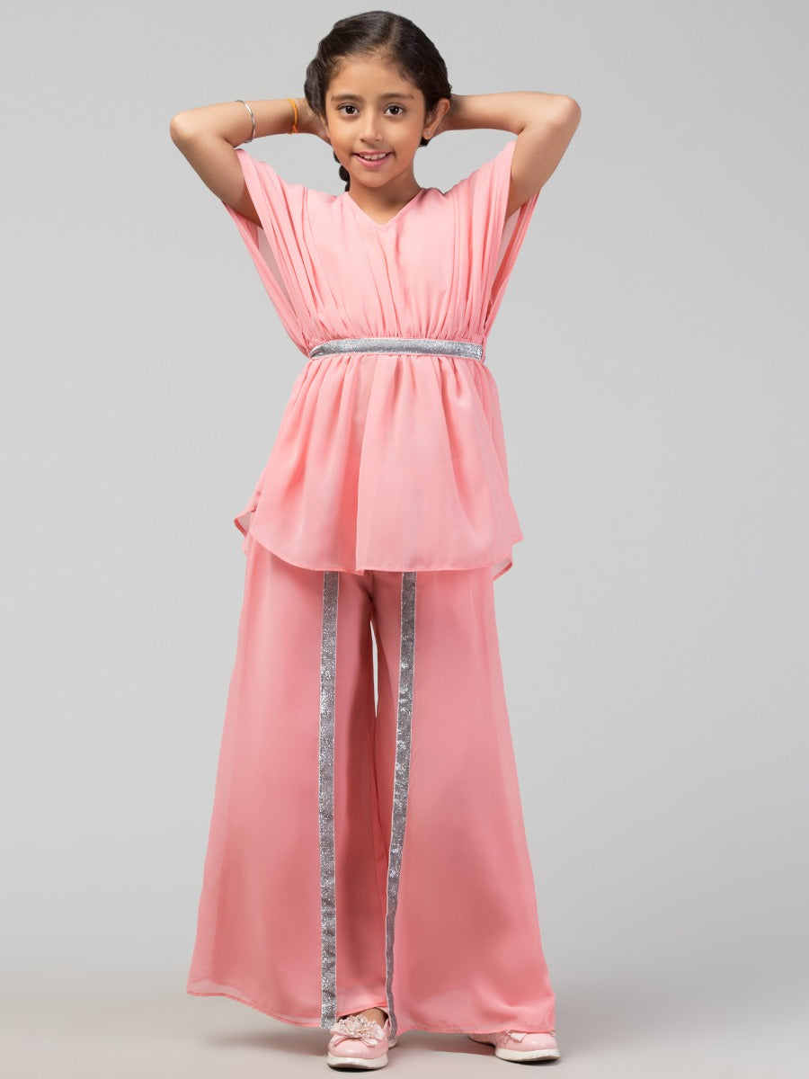 Girl's Party Wear-Two Pieces Set In Georgette Fabric With Lining.