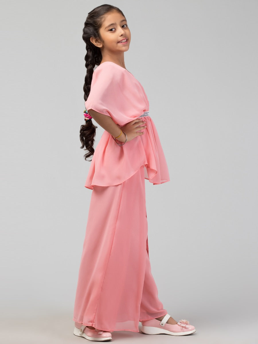 Girl's Party Wear-Two Pieces Set In Georgette Fabric With Lining.
