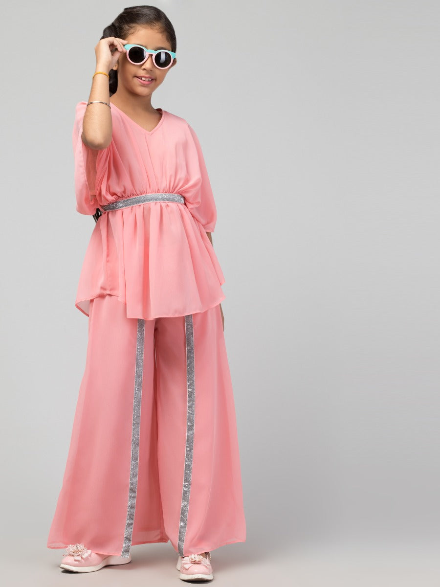Girl's Party Wear-Two Pieces Set In Georgette Fabric With Lining.