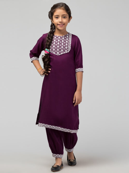 Two Pieces Set- Chikan Embroidered