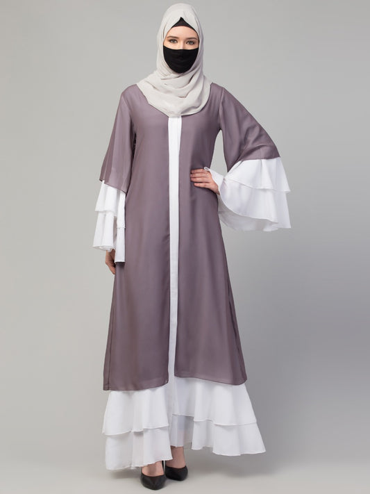 Multi layered- Front Open Modest Dress