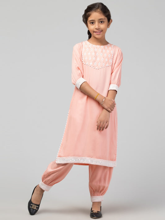 Two Pieces Set- Chikan Embroidered