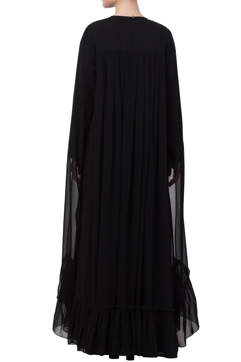 Mushkiya-Designer Long Dress in Dual Layer-Non Abaya